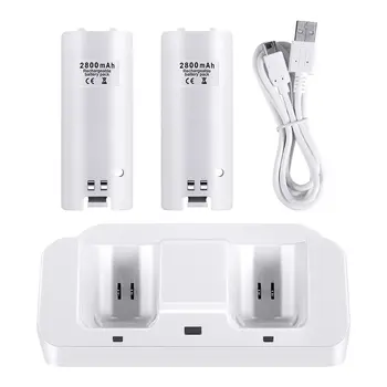 

New Remote Controller Dual Charging Dock Station + 4x 2800mAh Battery Pack for Nintendo Wii gamepad charger with LED light