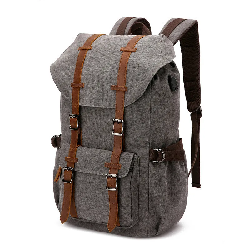 

New canvas bag usb washable canvas retro casual shoulder bag men and women travel backpack computer handbag