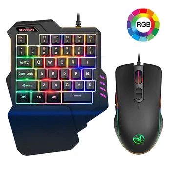

One-Handed Mechanical Gaming Keyboard Mouse Set RGB Backlit Portable Mini Gaming Keypad for PC PS4 Xbox Gamer