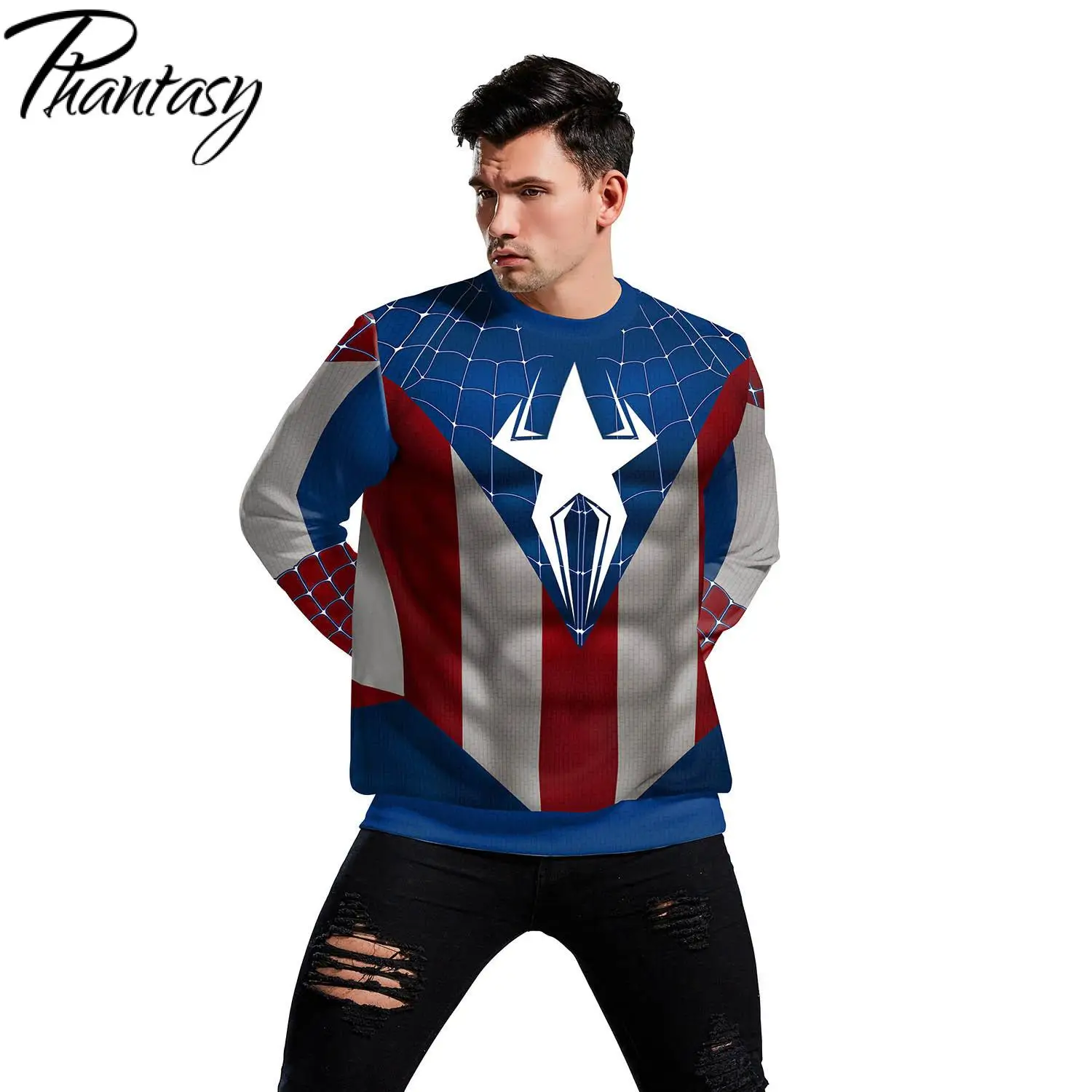 Phantasy,, новые популярные толстовки с героями фильма Marvel, Капитан Америка, мужские и женские свитшоты, толстовки с человеком-пауком