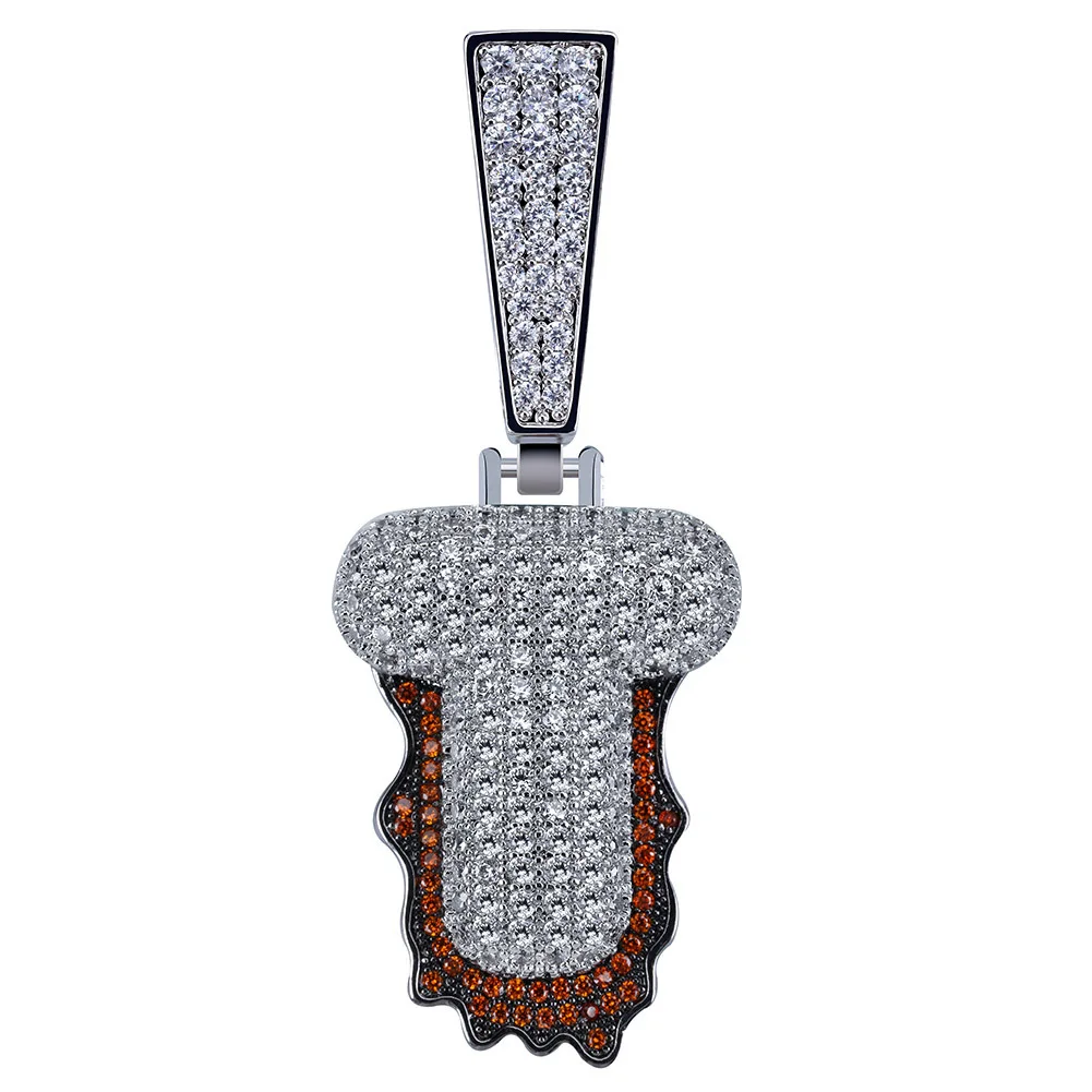 Cross Border Europe And America Cool Lettered Accessories Necklace Micro Zircon Large Lettered Large Buckle Hip Hop Pendant