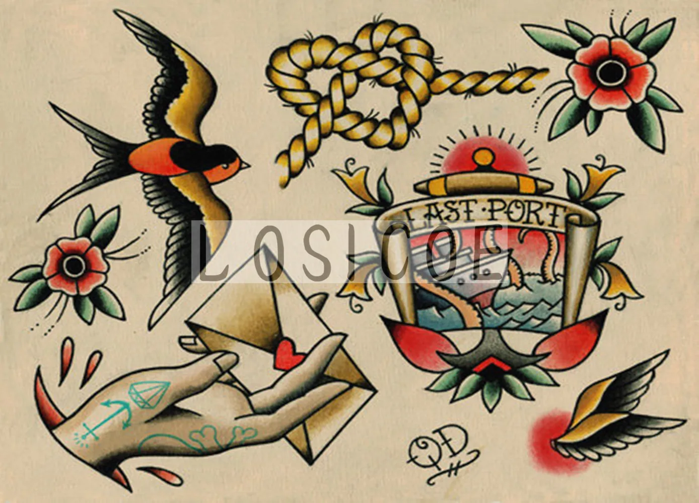 &quotLAST PORT&quot 30X42 CM nostalgia vintage kraft paper poster no frame painting tattoo shop wall decoration | Дом и сад