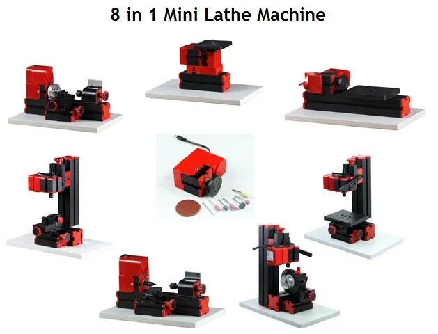 

Free shipping 8 in 1 Mini Lathe Machine For Soft Metal or Wood Processing Combined Machine Tool Z8001 8 in 1 normal type lathe