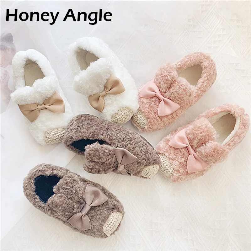 Honey Angle/зимняя детская повседневная обувь для девочек; Модная хлопковая детская обувь с бантом; Корейская версия; обувь для малышей