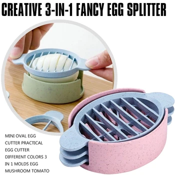 

Mini Oval Egg Cutter Practical Egg Cutter Different Colors 3 In 1 Molds Egg Mushroom Tomato Slicer Kit