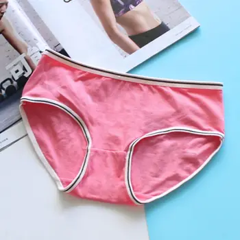 

Women Girls Candy Color Cotton Panties Elastic Striped Underwear Simple Briefs 85WB