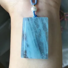 Подлинная натуральная синяя подвеска(кулон) цвета морской волны для женщин и мужчин 42x26x8 мм прямоугольник камень прозрачные бусины ювелирные изделия ожерелье кулон AAAAA
