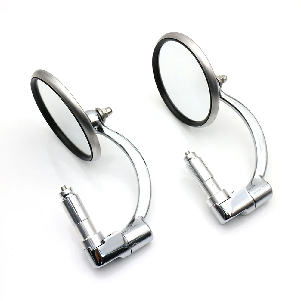 Motorcycle Chrome Aluminum 7/8" 22mm Handle Bar End Side Rear View Mirrors Offroad Universal Cafe Racer Scooter Offroad Bike