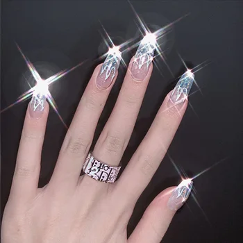

24Pcs/Set Reusable Acrylic Fake Nails With Adhesive Sticker Glue Press On Nail Full Cover Nail Tips Nail Extension Manicure Tool