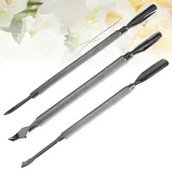 

3pcs Nail Polish Cleaner Manicure Tools For Exfoliating Cuticle Pusher Double-End Cuticle Remover Stainless Steel