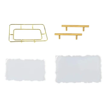 

Silicone Resin Tray Molds,Agate Platter Molds with Handles,Epoxy Resin Casting Molds for Making Faux Agate Tray