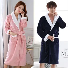 Фланелевый Халат-кимоно для влюбленных, сохраняющий тепло, удобная мягкая Пижама, ночная рубашка, повседневная мужская банная одежда, домашняя одежда, большие размеры