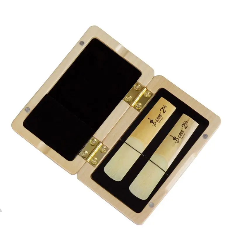 Wood Color Твердая древесина Саксофон Рид Чехол деревянный держатель коробка для тенор/альт/сопрано саксофон трости для кларнета, 2 шт Емкость - Цвет: Wood Color