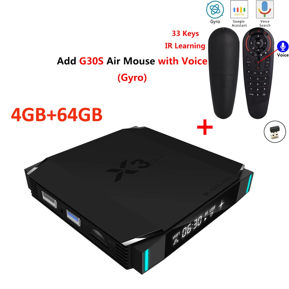 4GB 64GB add G30S X3 мини Android ТВ приставка AmlogicS905X3 4 ГБ 32 ГБ Android 9,0 приставка 2,4G 5,8G Wifi BT4.2 Youtube Netflix медиаплеер X3 Mini - Цвет: 4GB 64GB add G30S