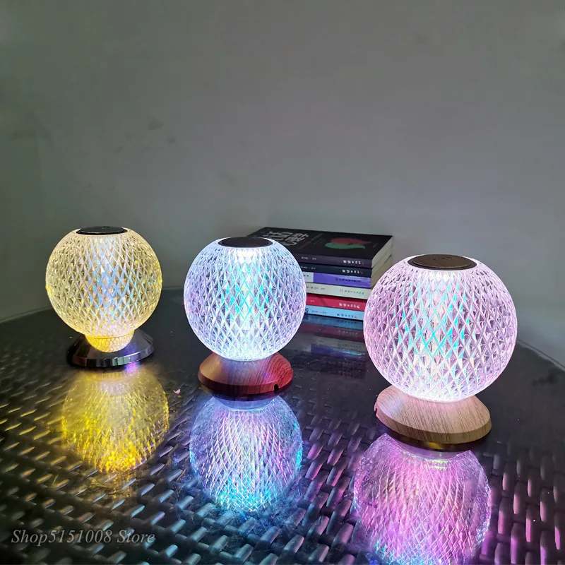 

Italian Crystal ball Desk Lamp USB Touch Sensor Projection atmosphere Light Restaurant Table Lamps Romantic Night light Fixture