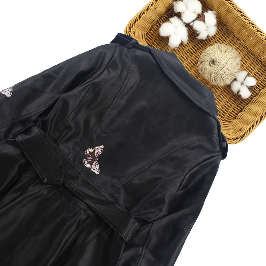 Кожаные куртки для девочек куртка с цветочной вышивкой повседневное Детское пальто для девочек детская осенне-зимняя одежда для девочек 6, 8, 10, 12, 14 лет