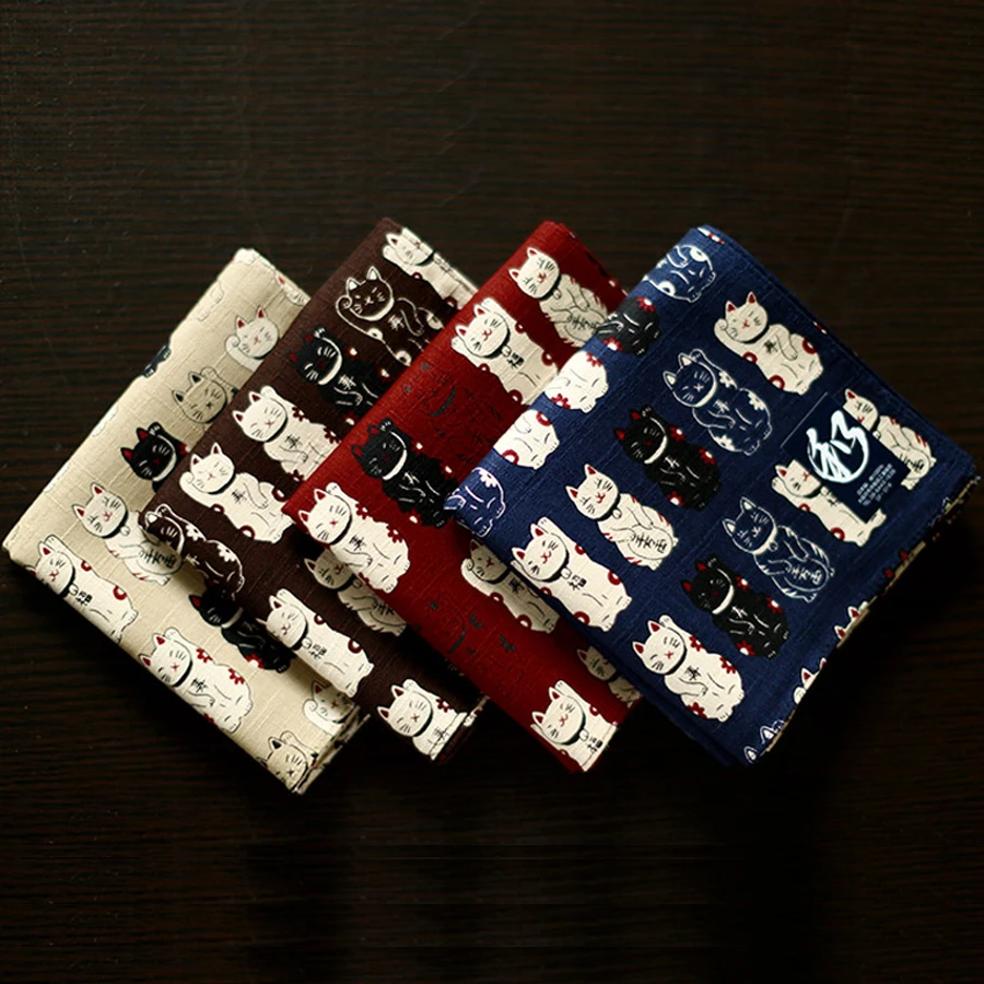 Хлопок японский стиль Модные женские утолщенные носовые платки милые кошки печать мульти-использование большие квадратные полотенца подарки