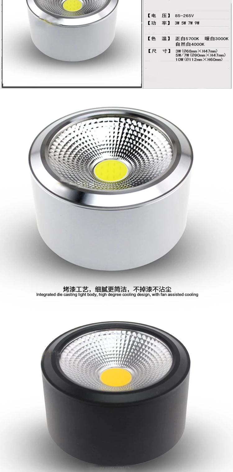 Fanlive 20 шт./лот Dimmable новый светодио дный COB Светодиодный белый светильник 9 Вт 12 Вт 15 Вт светодио дный точечный светодиодный свет