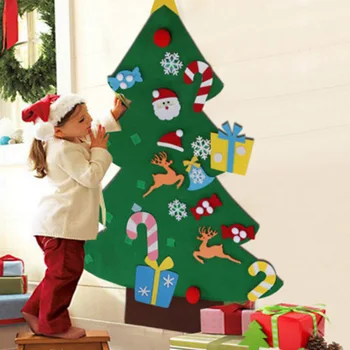 

DIY Felt Christmas Tree Artificial Tree Wall Hanging Ornaments Christmas Decoration For New Year Gifts Kids Toys Home