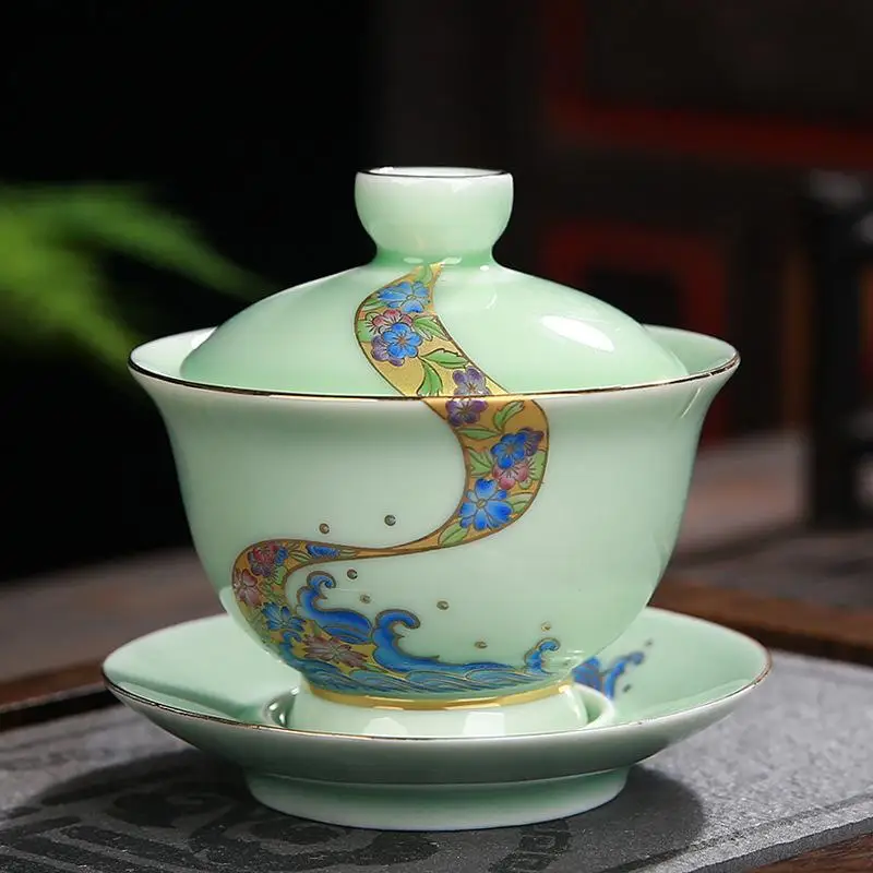 5 Ручная роспись Gaiwan чайный набор керамика кунг-фу чайная чашка фарфоровый чайник Tureen для путешествий чайная посуда для напитков аксессуары - Цвет: 5
