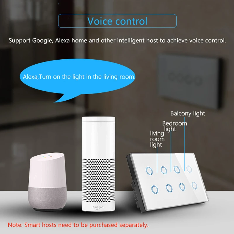ЕС 146 мм wifi сенсорный экран 8 банд умный настенный выключатель стеклянный беспроводной светильник переключатель времени Tuya App дистанционный переключатель с google alexa