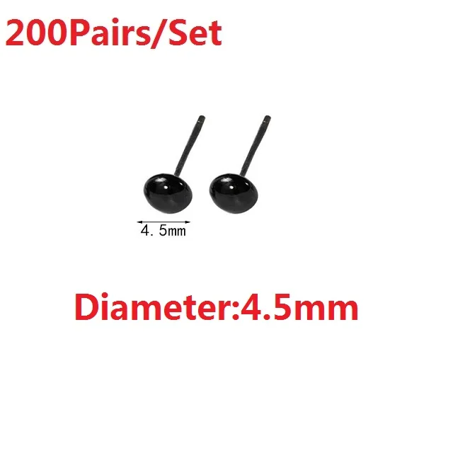 4.5mm 200 пар/компл. 3 мм~ 10 мм DIY аксессуары черных кругов под глазами животных игрушки Пластик глаз вязаная кукла шерсть 2019NEW профессиональный Прочный высокого качества - Цвет: 4.5mm