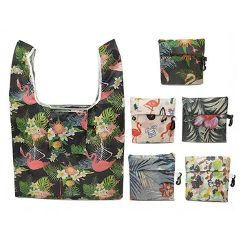 

Printing Foldable Shopping Bag Large Eco Reusable Portable Shoulder Handbag for Travel Grocery Waterproof Folding Pouch