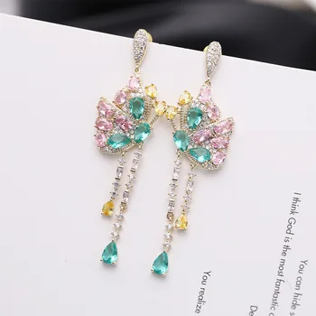 

earings jewelry earrings for women earings fashion Red diamond earring Colored zircon wedding Butterfly long emerald 10981
