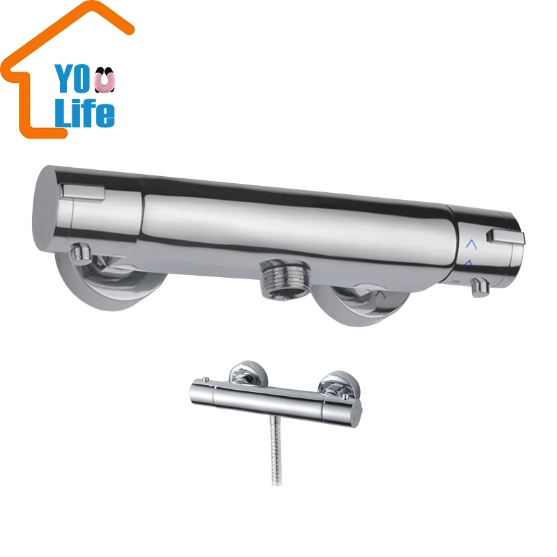 

All Copper Intelligent Thermostatic Faucet Shower Shower Faucet Solar Thermostatic Valve Mixing Valve(4 Points Down)With Battery