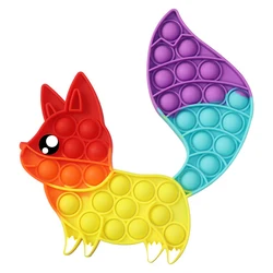 Jouet de décompression interactif pour enfants et adultes, bulle de renard arc en ciel, jeux de main, autisme sensoriel 