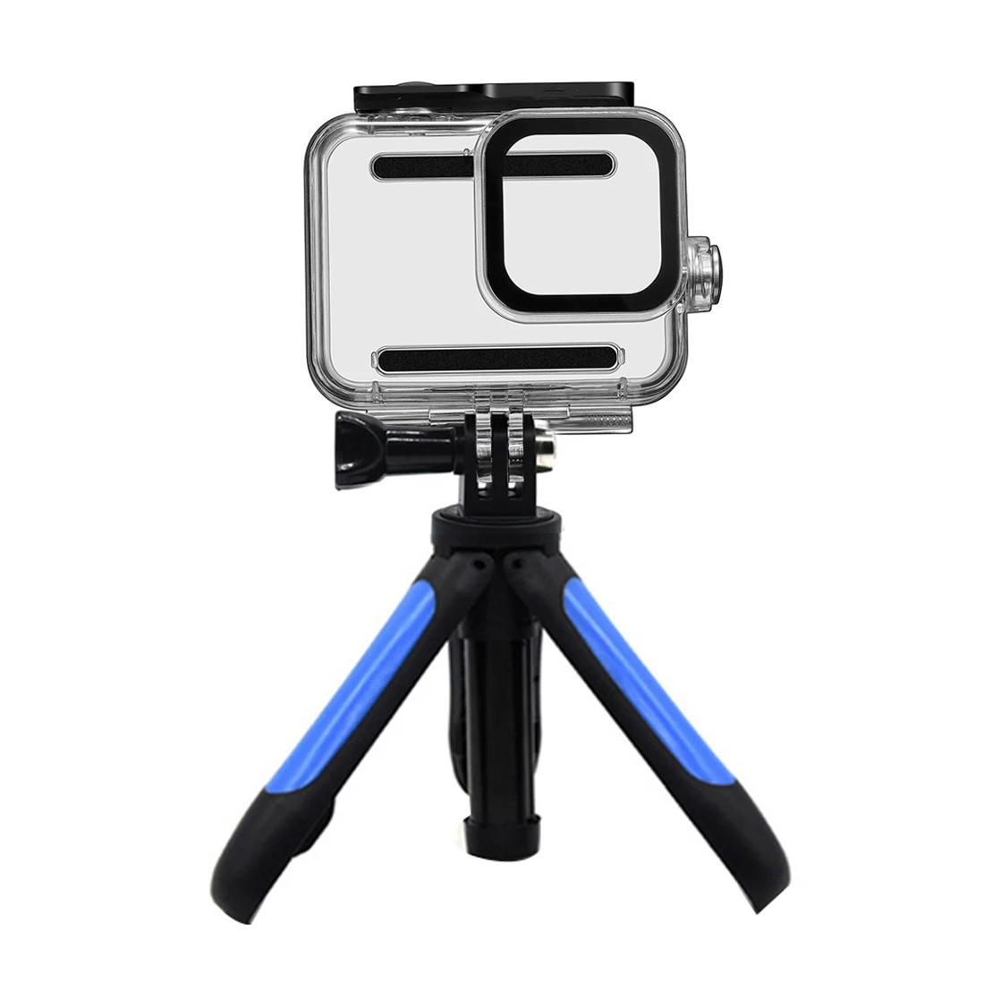 with blue tripod BGNing мини Регулируемый Настольный Штатив карманная селфи палка держатель Поддержка камеры с 60 м водонепроницаемый чехол для Gorpo Hero 8 - Цвет: with blue tripod