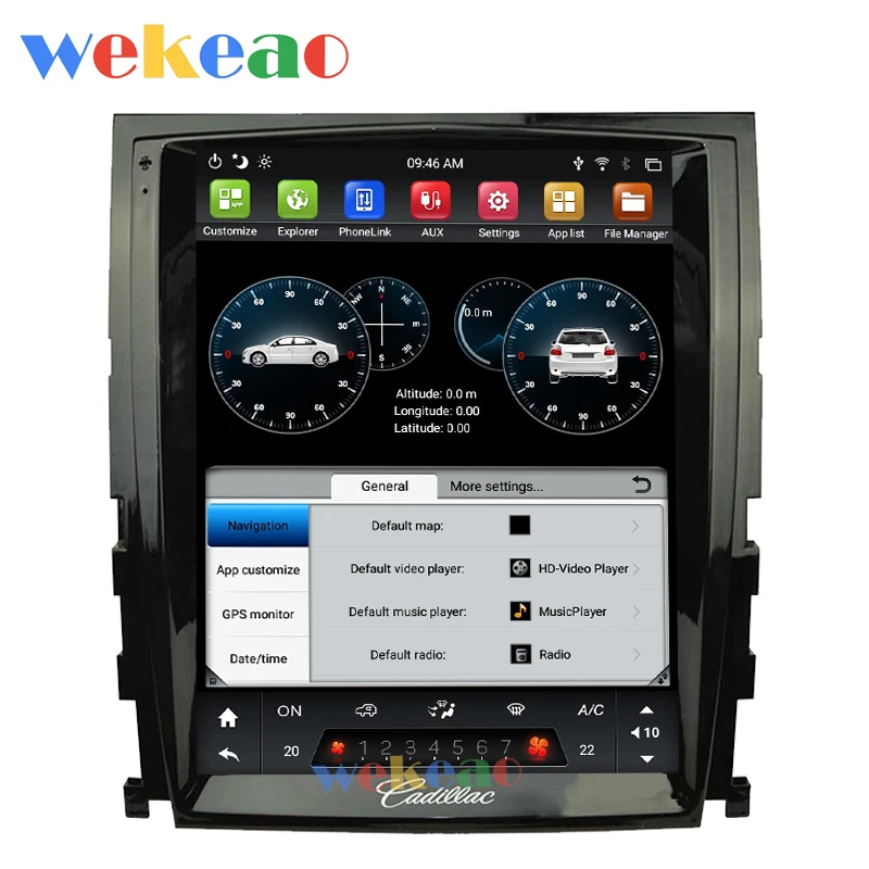 Wekeao вертикальный экран Tesla style 10,4 ''1 Din Android 8,1 автомобильный dvd-плеер gps навигация для Cadillac Escalade SLS 2007-2012