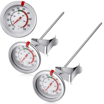 

2 Pieces Of Stainless Steel Thermometer for Immediate Reading 5.08 cm Dial Thermometer 7.8 or 11.8 Inch Long Handle Frying Therm