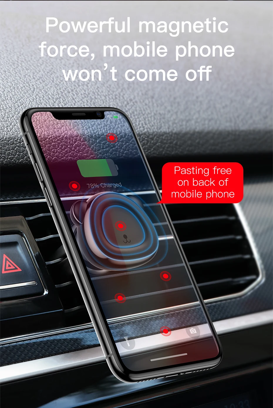 Автомобильный держатель для телефона Baseus для iPhone X Xr Xs Max 7s 8 8s 360 градусов Автомобильный держатель для телефона Подставка поддержка сотового магнитного телефона держатель