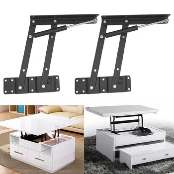 

1pair Easy Install Space Saving Furniture Hardware Folding Bracket Hinge Living Room Hydraulic Buffer Coffee Table Lifting Frame