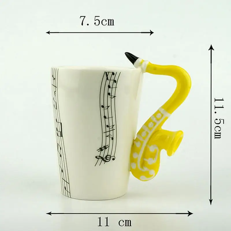 Creative Music Violin Guitar Ceramic Mug Coffee Tea Milk Stave Cups with Handle Coffee Mug Novelty Gifts for Wedding Birthday