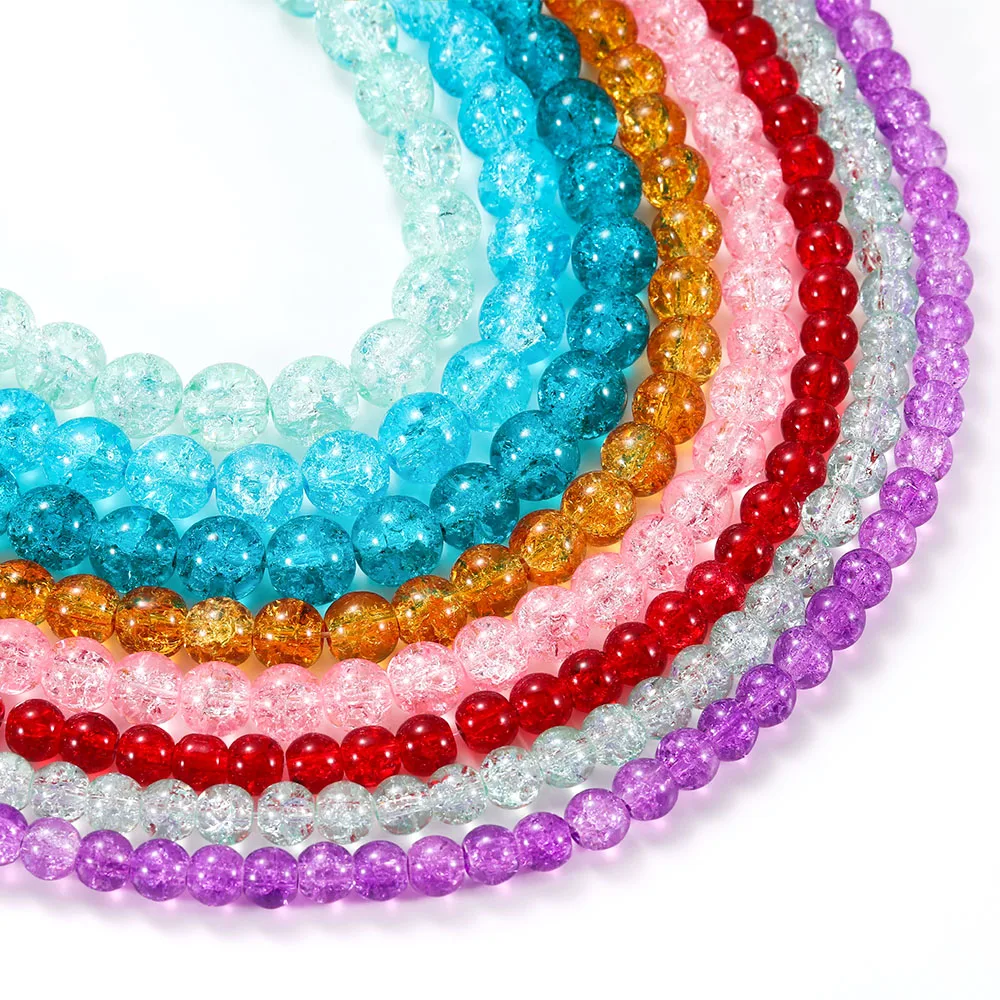 

Multicolor Cracked Quartz Natural Stone Round Beads For Jewerly Making Crystal Ball for Diy Bracelet Necklace 8m-12m