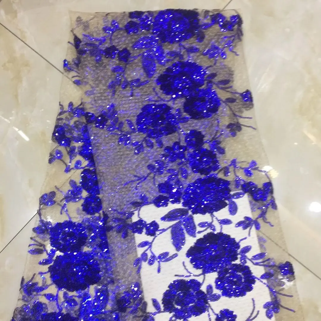 

africa fabrics lace royal blue 5 yards lace fabrics material african fabric for women 2021 wedding A213
