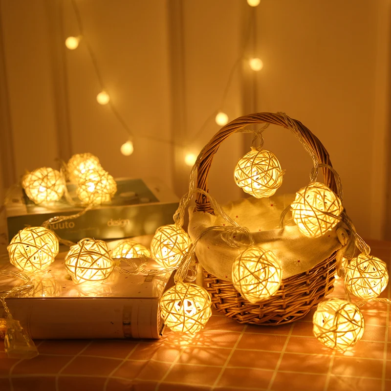Luminaria наружные гирлянды из ротанга, шары, украшения для рождественской елки, светодиодный гирлянды с шариками, лампа, Мерцающая фея, патио, салон, год