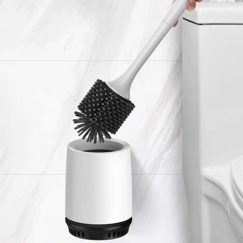 Household Toilet Brush And Holder Bathroom Toilet Bowl Cleaning Brush Soft Silicone Bristle Cleaning Tools