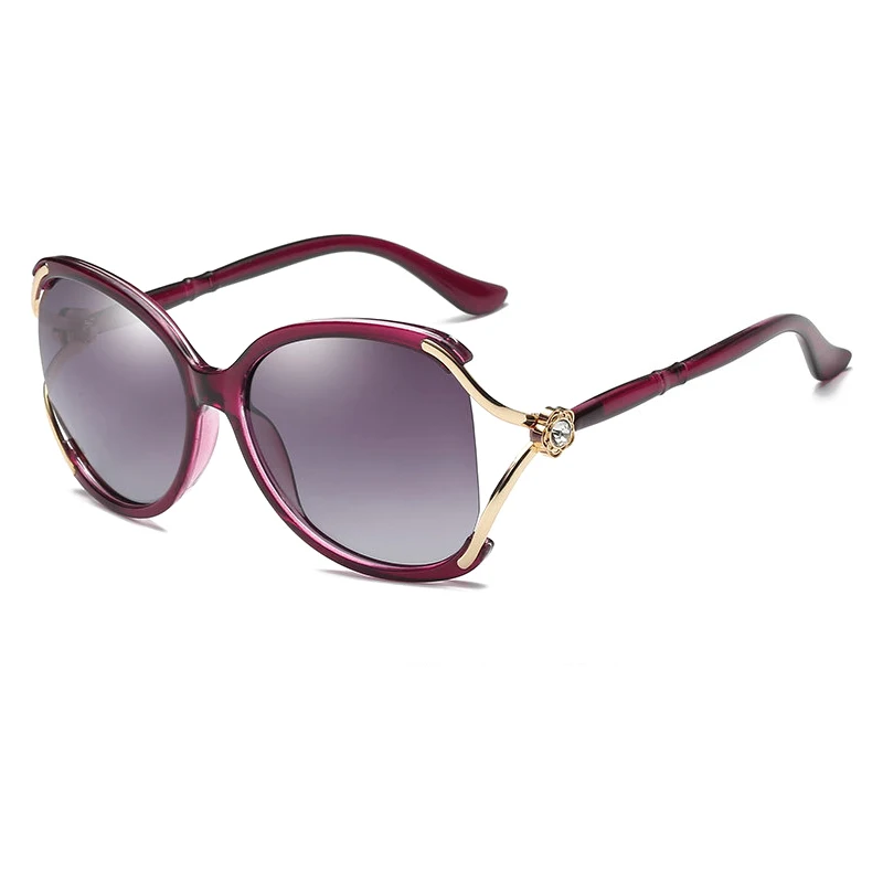 Фиолетовый Роскошные Брендовые женские солнцезащитные очки oculos feminino, классические поляризационные женские солнцезащитные очки - Цвет линз: Фиолетовый