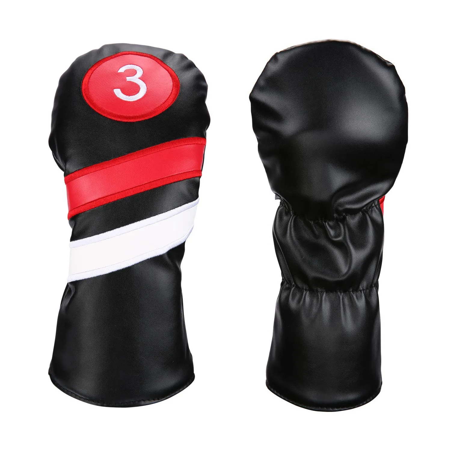 Golf Head Covers 3Pcs/Set Driver Fairway Wood Headcovers Black Red Vintage Pu 1 3 5 Driver