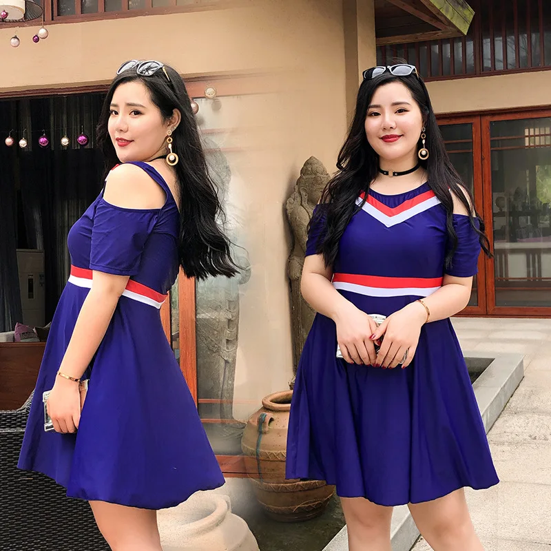 

Large Size Bathing Suit Women's Conservative Fat Mm 200 Plus-sized Belly Covering Slimming Split Skirt-Boxer De Large Cup