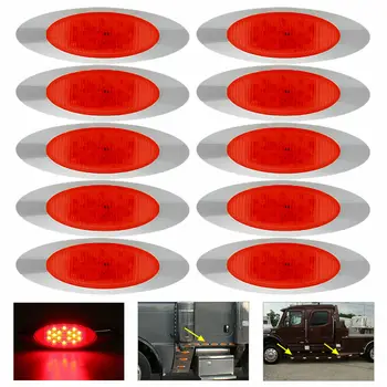 

10x 6.5'' 16LED Chrome Bezel Side Marker Clearance Light For Car Trailer Truck High Quality And New Signal Lamp
