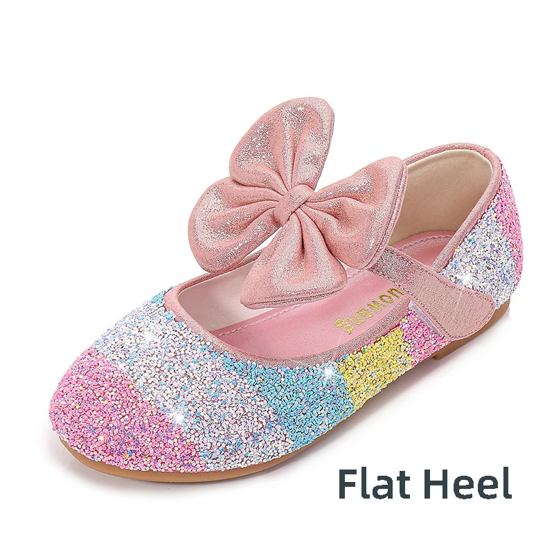 Girls Leather Shoes Princess  Shoes Children Shoes round-Toe Soft-Sole Big girls High Heel Princess Crystal Shoes Single Shoes bata children's sandals Children's Shoes