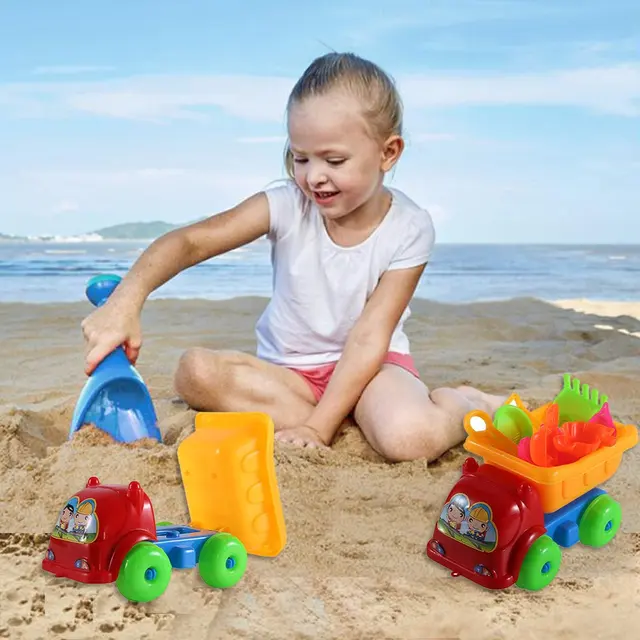 11Pcs/set Funny Children Beach Toys Set Plastic Sand Play Set Outdoor Sand Dredging Tools Truck Sand Dredging Toy For Children 2