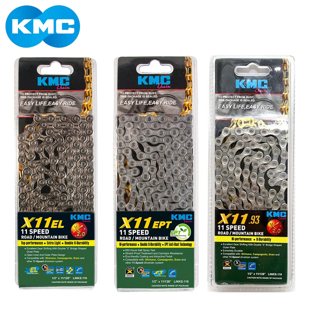 Top KMC X11.93 X11 EPT EL Bicycle Chain 118L 11 Speed Bicycle Chain With Original box and Magic Button for Mountain/Rod Bike Parts 0