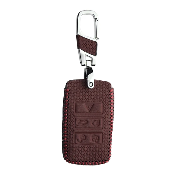 Кожаный чехол для ключей для Range Rover Velar Дискавери 5 Jaguar E-Pace аксессуары стиль удалить корпус Fob - Название цвета: Wine Red
