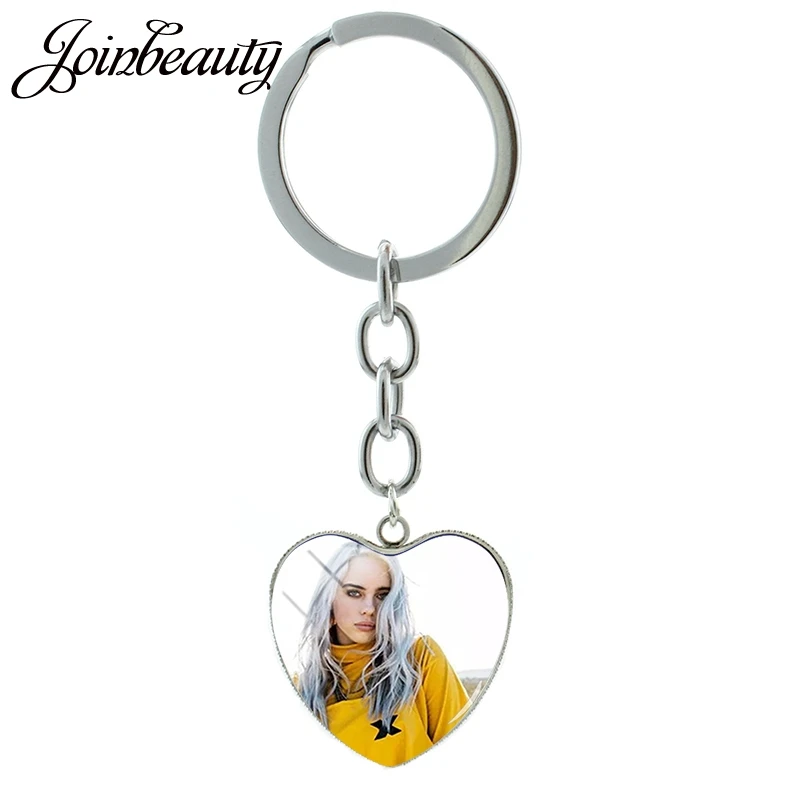 JOINBEAUTY в форме сердца Горячая Billie Eilish фото брелок стеклянный купол для ключа подвесные аксессуары для сумок DIY вентиляторы подарок HB01 - Цвет: HB22
