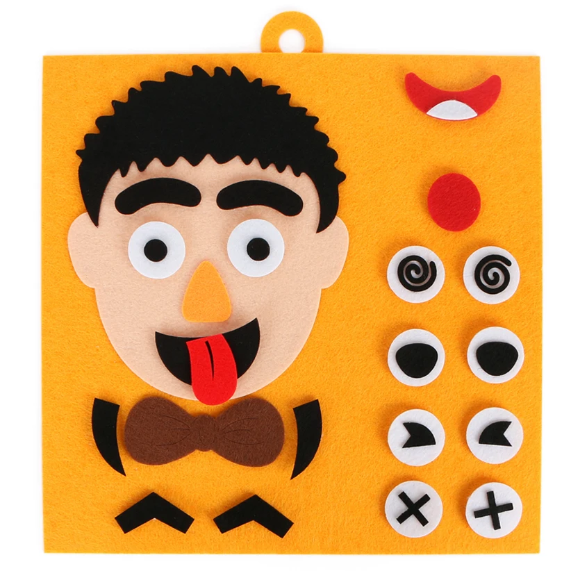 1 set of children's toys DIY mood change jigsaw puzzle recognition facial expressions learning toy children jigsaw teaching mate - Цвет: Boy style
